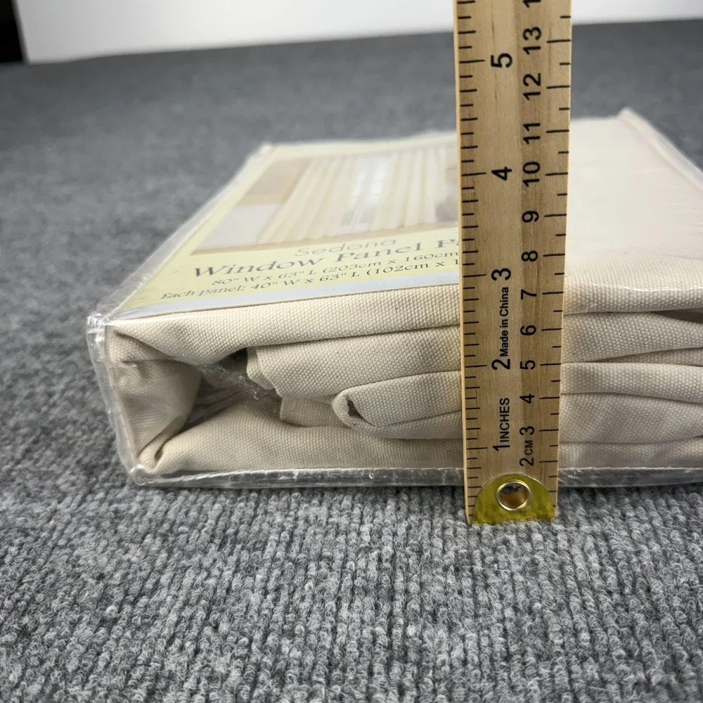 Ellery Sedona Window Panel Pair 80x63 Natural Beige Cotton Tab Top Curtains